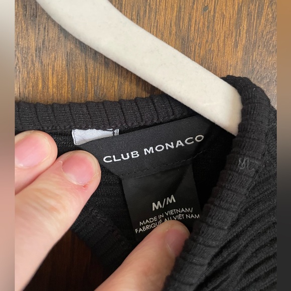 Club Monaco Textured Black Shirt with Open Back - Picture 2 of 3